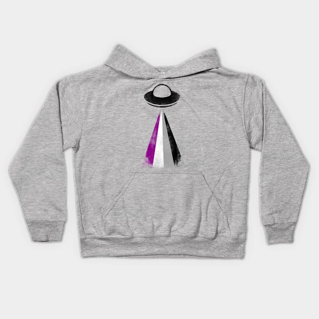 Gaylien Asexual Pride UFO Kids Hoodie by cactuscrust